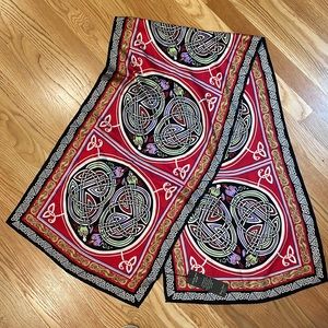 Red Celtic Fox Silk Scarf by Patrick Francis